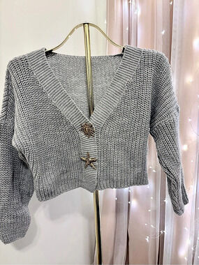 Gray V-Neck Cardigan Like New